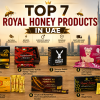 Top 7 Royal Honey Products in UAE featuring Black Horse Honey, VIP Royal Honey, Q7 Epimedium Honey, and premium herbal honey supplements.